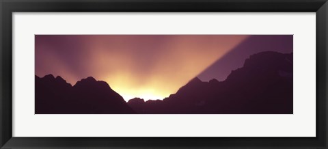 Framed Sunrise over mountains, Grand Teton National Park, Wyoming, USA Print