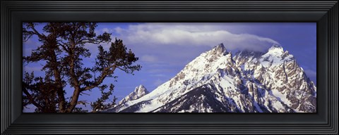 Framed Clouds over snowcapped mountains, Grand Teton National Park, Wyoming, USA Print
