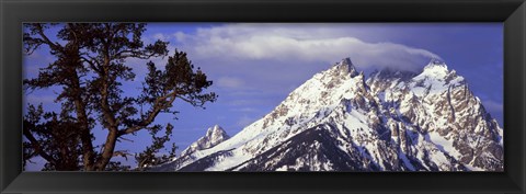 Framed Clouds over snowcapped mountains, Grand Teton National Park, Wyoming, USA Print