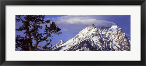 Framed Clouds over snowcapped mountains, Grand Teton National Park, Wyoming, USA Print