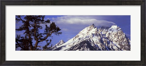 Framed Clouds over snowcapped mountains, Grand Teton National Park, Wyoming, USA Print