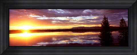 Framed Storm clouds over a lake at sunrise, Jenny Lake, Grand Teton National Park, Wyoming, USA Print