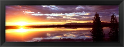 Framed Storm clouds over a lake at sunrise, Jenny Lake, Grand Teton National Park, Wyoming, USA Print