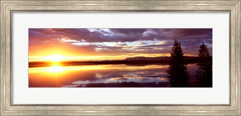 Framed Storm clouds over a lake at sunrise, Jenny Lake, Grand Teton National Park, Wyoming, USA Print