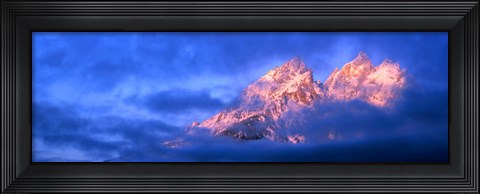 Framed Storm clouds over mountains, Cathedral Group, Teton Range, Grand Teton National Park, Wyoming, USA Print