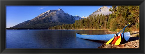 Framed Canoe at Leigh Lake, Grand Teton National Park, Wyoming Print