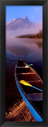 Framed Canoe and Leigh Lake in the Fog, Grand Teton National Park, Wyoming Print