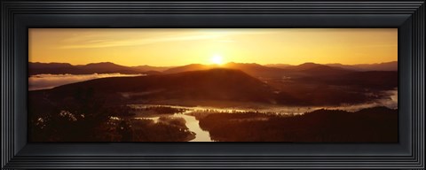 Framed Sunrise over mountains, Snake River, Signal Mountain, Grand Teton National Park, Wyoming, USA Print