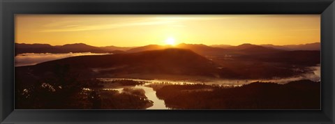 Framed Sunrise over mountains, Snake River, Signal Mountain, Grand Teton National Park, Wyoming, USA Print