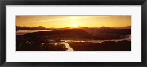 Framed Sunrise over mountains, Snake River, Signal Mountain, Grand Teton National Park, Wyoming, USA Print