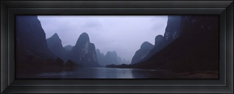 Framed River passing through a hill range, Guilin Hills, Li River, Yangshuo, China Print