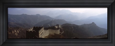 Framed High angle view of a fortified wall passing through a mountain range, Great Wall Of China, Beijing, China Print