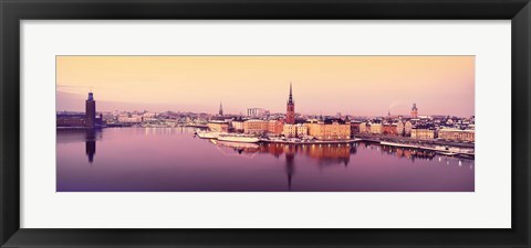 Framed Reflection of buildings in a lake, Lake Malaren, Riddarholmen, Gamla Stan, Stockholm, Sweden Print