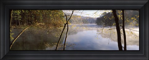 Framed Morning mist around a lake, Lake Vesuvius, Wayne National Forest, Ohio, USA Print