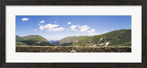 Framed Coin operated binoculars on an observation point, Rocky Mountain National Park, Colorado, USA Print