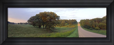 Framed Dirt road passing through a field, Wisconsin, USA Print