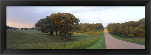 Framed Dirt road passing through a field, Wisconsin, USA Print