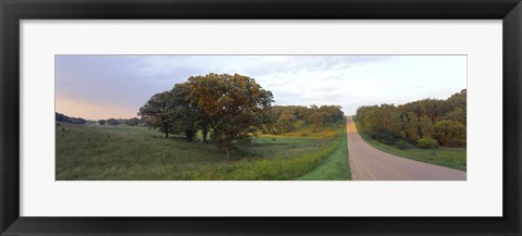 Framed Dirt road passing through a field, Wisconsin, USA Print