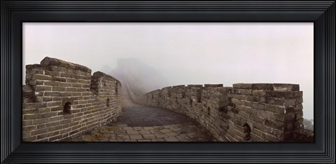 Framed Fortified wall in fog, Great Wall of China, Mutianyu, Huairou County, China Print