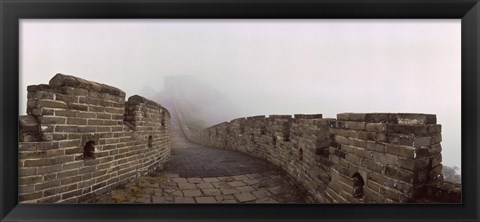 Framed Fortified wall in fog, Great Wall of China, Mutianyu, Huairou County, China Print