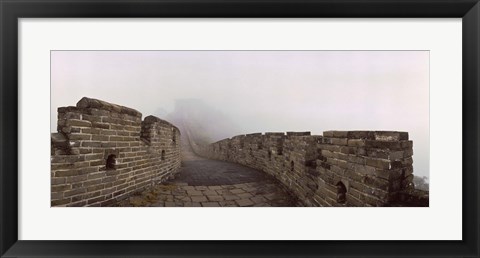 Framed Fortified wall in fog, Great Wall of China, Mutianyu, Huairou County, China Print