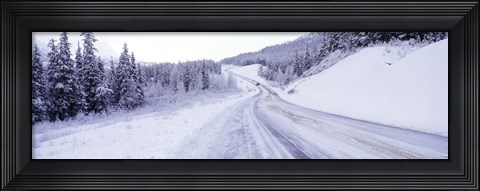 Framed Snow covered road in winter, Haines Highway, Yukon, Canada Print