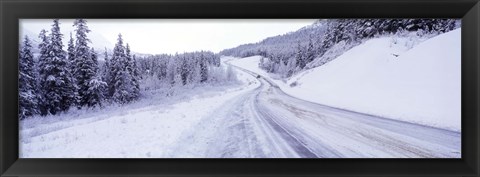 Framed Snow covered road in winter, Haines Highway, Yukon, Canada Print