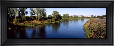 Framed River with a mountain in the background, Sacramento River, Sutter Butte, California, USA Print
