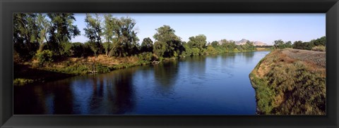 Framed River with a mountain in the background, Sacramento River, Sutter Butte, California, USA Print