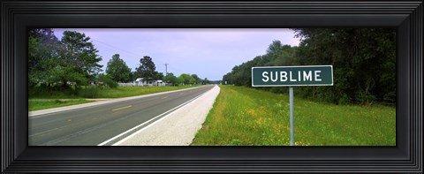 Framed Road passing through a field, Sublime, Lavaca County, Texas, USA Print