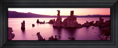 Framed Rock formations in a lake, Mono Lake, California, USA Print
