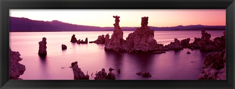 Framed Rock formations in a lake, Mono Lake, California, USA Print