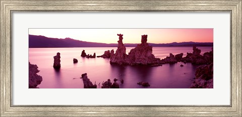 Framed Rock formations in a lake, Mono Lake, California, USA Print