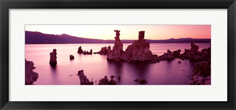 Framed Rock formations in a lake, Mono Lake, California, USA Print