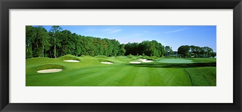 Framed Sand traps in a golf course, River Run Golf Course, Berlin, Worcester County, Maryland, USA Print