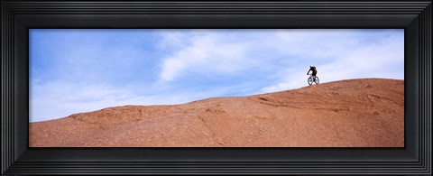 Framed Biker on Slickrock Trail, Moab, Grand County, Utah, USA Print