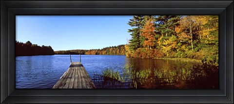 Framed Fall colors along a New England lake, Goshen, Hampshire County, Massachusetts, USA Print