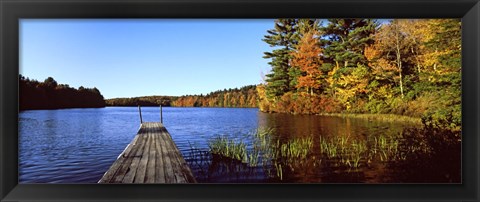 Framed Fall colors along a New England lake, Goshen, Hampshire County, Massachusetts, USA Print