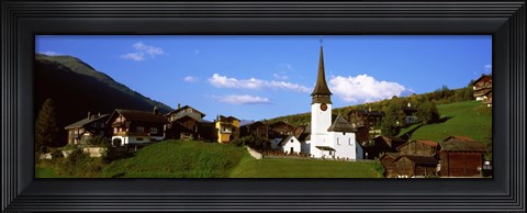 Framed Swiss village in Rhone Valley, Switzerland Print
