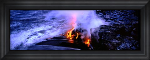 Framed Lava flowing from a volcano, Kilauea, Hawaii Volcanoes National Park, Big Island, Hawaii, USA Print