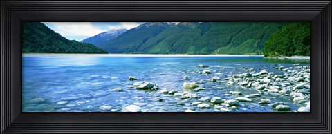 Framed Rocks in a lake, Mackenzie Country, South Island, New Zealand Print