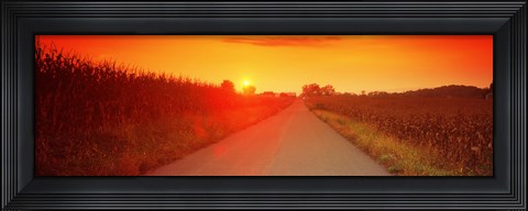 Framed Country road at sunset, Milton, Northumberland County, Pennsylvania, USA Print