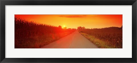 Framed Country road at sunset, Milton, Northumberland County, Pennsylvania, USA Print