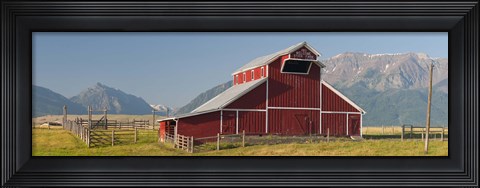 Framed Barn in a field with a Wallowa Mountains in the background, Joseph, Wallowa County, Oregon, USA Print