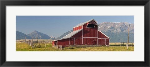 Framed Barn in a field with a Wallowa Mountains in the background, Joseph, Wallowa County, Oregon, USA Print