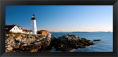 Framed Lighthouse on the coast, Portland Head Lighthouse, Ram Island Ledge Light, Portland, Cumberland County, Maine, USA Print