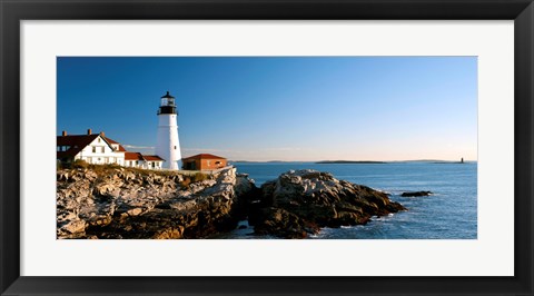 Framed Lighthouse on the coast, Portland Head Lighthouse, Ram Island Ledge Light, Portland, Cumberland County, Maine, USA Print