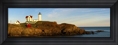 Framed Lighthouse on the coast, Cape Neddick Lighthouse, Cape Neddick, York, Maine, USA Print