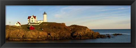 Framed Lighthouse on the coast, Cape Neddick Lighthouse, Cape Neddick, York, Maine, USA Print