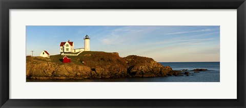 Framed Lighthouse on the coast, Cape Neddick Lighthouse, Cape Neddick, York, Maine, USA Print